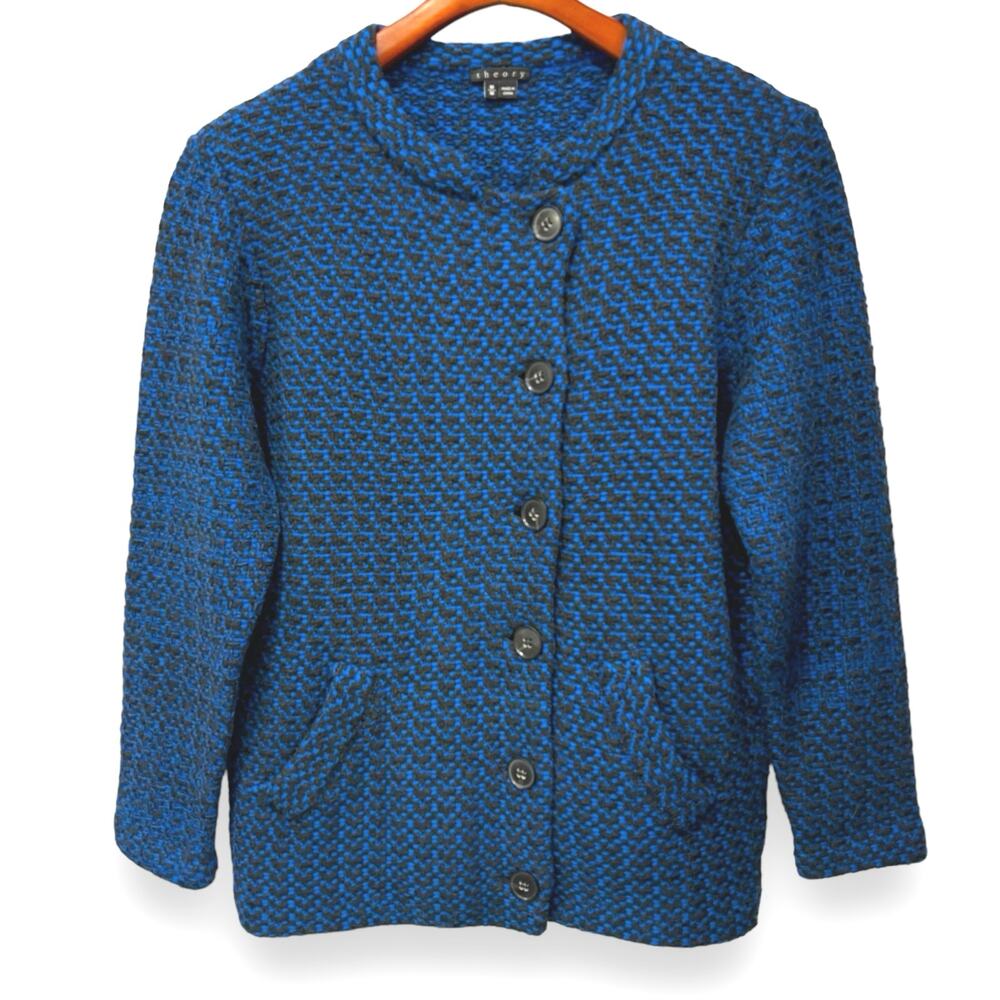 Theory Ambril Loryelle Wool Cardigan Sweater Size Medium Chunky Knit Jacket